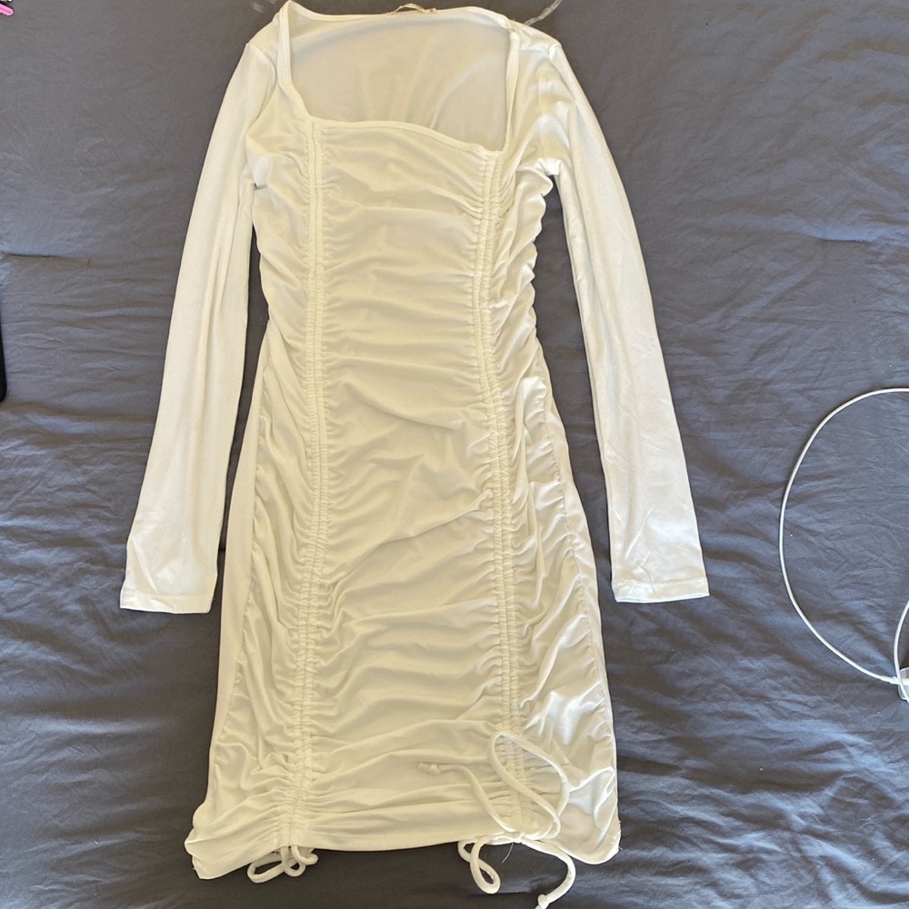 White scrunched dress